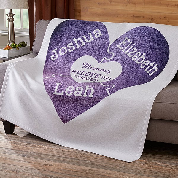 Personalized Puzzle Heart Blankets - We Love You To Pieces - 16912