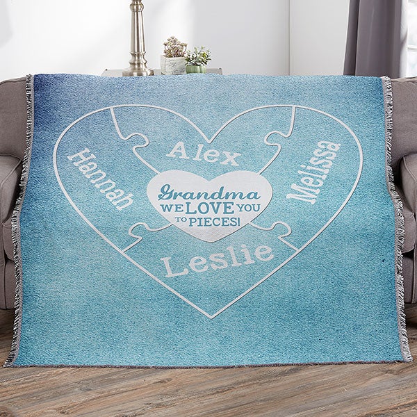 Personalized Puzzle Heart Blankets - We Love You To Pieces - 16912