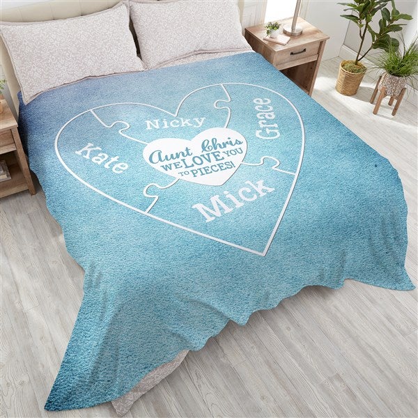 We Love You To Pieces Personalized 108x90 Plush King Fleece Blanket