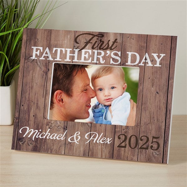 Personalized Rustic Picture Frame - First Father's Day - 16917