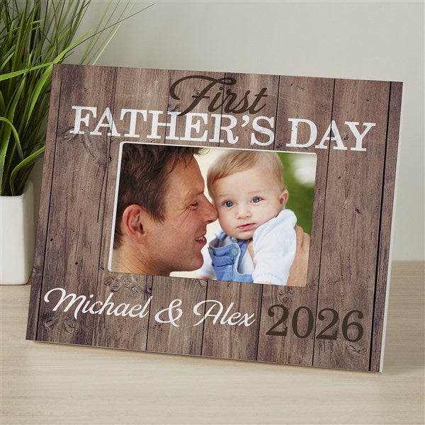 Personalized Rustic Picture Frame - First Father's Day - 16917