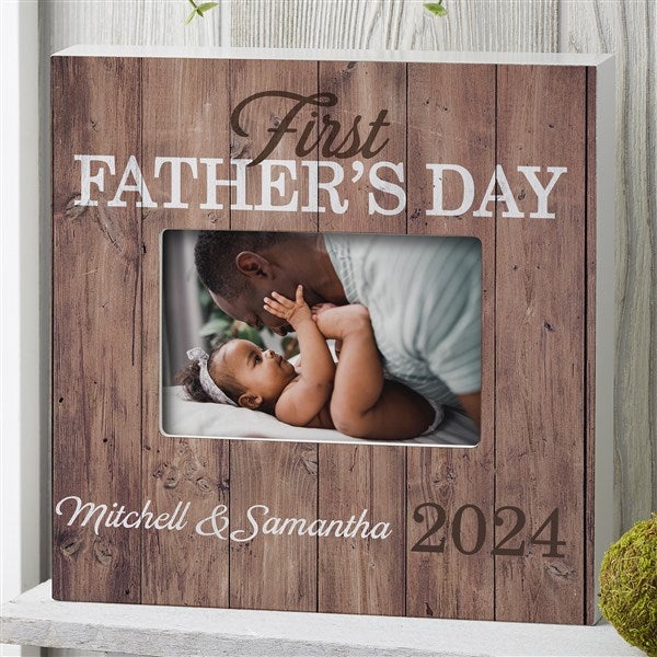 Personalized Rustic Picture Frame - First Father's Day - 16917
