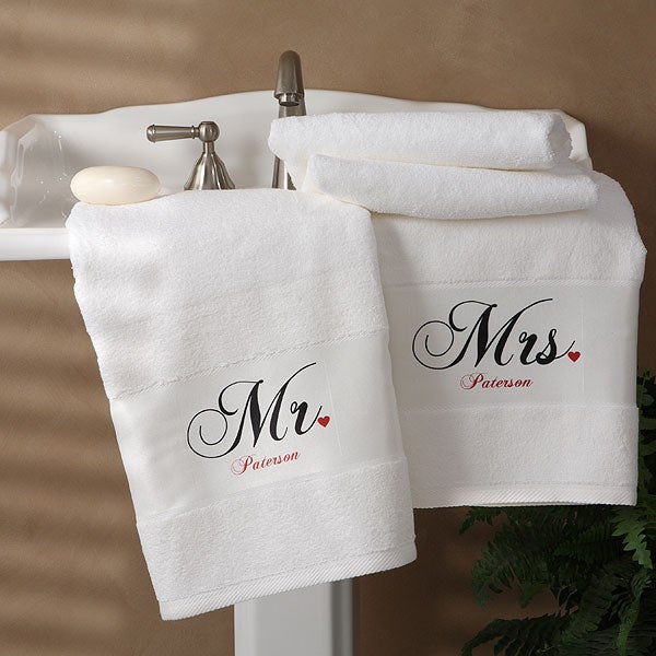 Personalized Cotton Bath Towel Set Mr and Mrs Collection