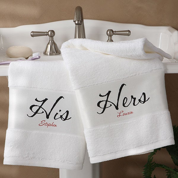 Personalized Bath Towel Set His and Hers Design