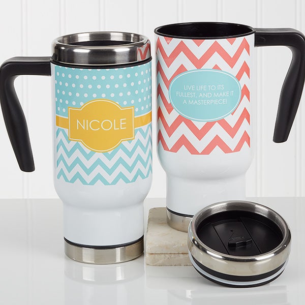 Personalized Commuter Travel Mug - Preppy Chic - 16970