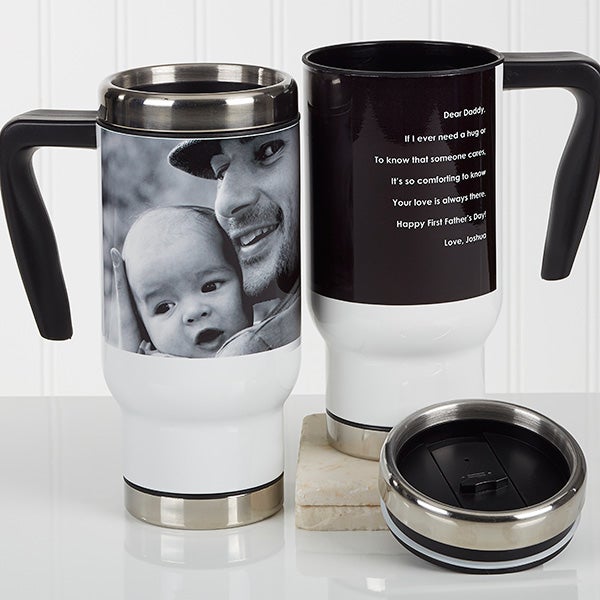 Personalized Photo Commuter Travel Mug - Photo Sentiments For Him - 16973