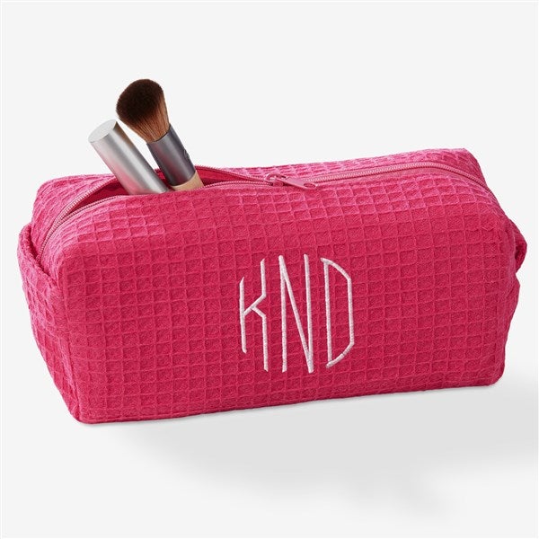 Embroidered Waffle Weave Cosmetic Bag - 17001