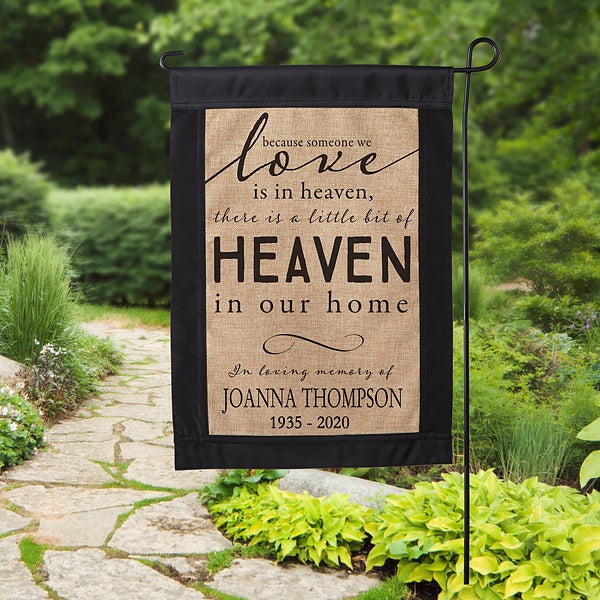 Personalized Memorial Burlap Garden Flag - Heaven In Our Home - 17018