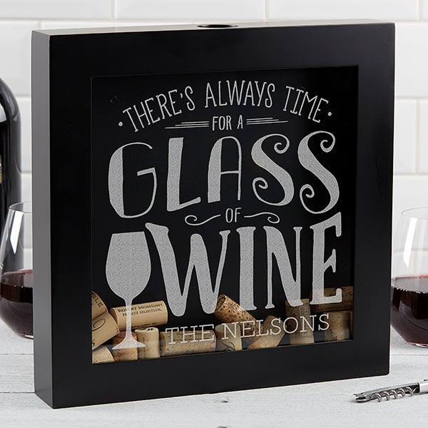 Personalized Wine Cork Shadow Box - There's Always Time For Wine - 17022