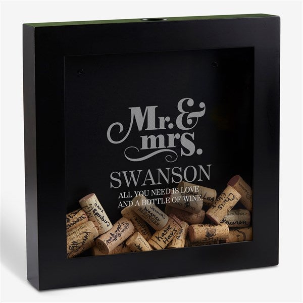 Personalized Wedding Wine Cork Shadow Box - The Happy Couple - 17024