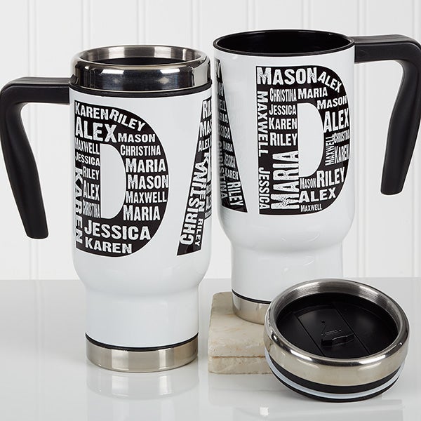 Personalized Commuter Travel Mug - Repeating Name For Him - 17050