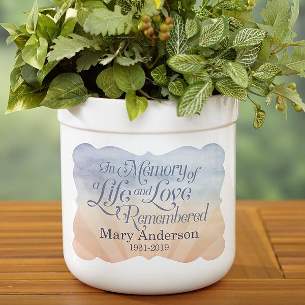 Personalized Memorial Outdoor Flower Pot In Memory