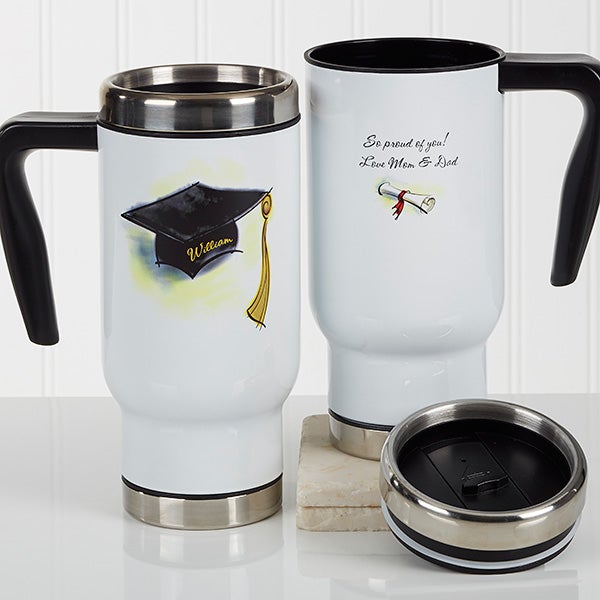 Personalized Commuter Travel Mug - Cap & Diploma - 17164