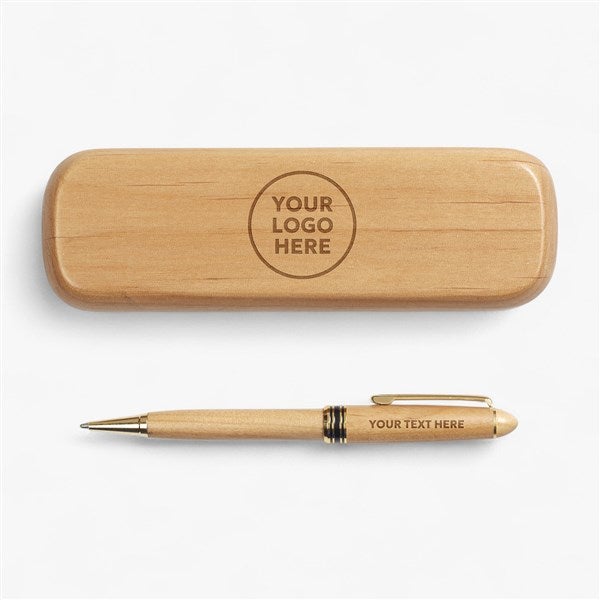 Business Logo Engraved Wood Pen Sets - 17186
