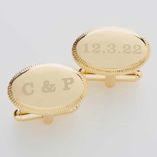 Engraved Wedding Gold Cufflinks - Wedding Date - 17210