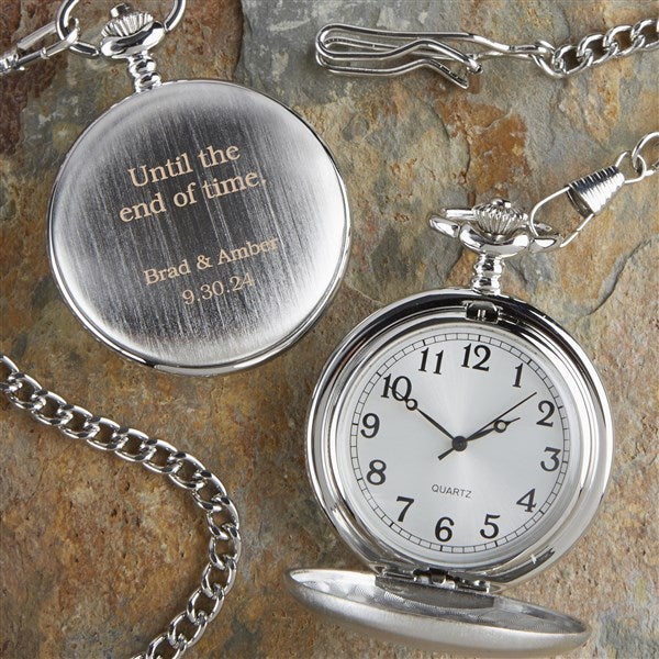 Wedding Day Engraved Silver Pocket Watch - 17213