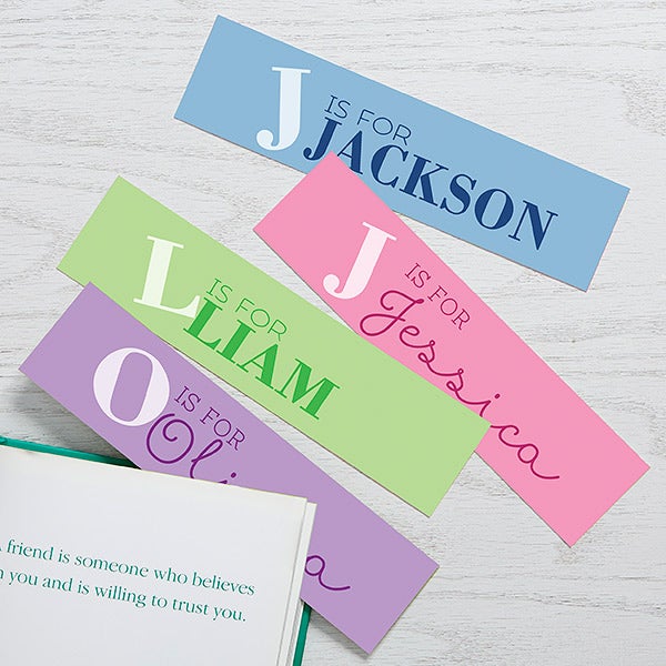 Personalized Paper Bookmarks Set Of 4 - Alphabet Fun