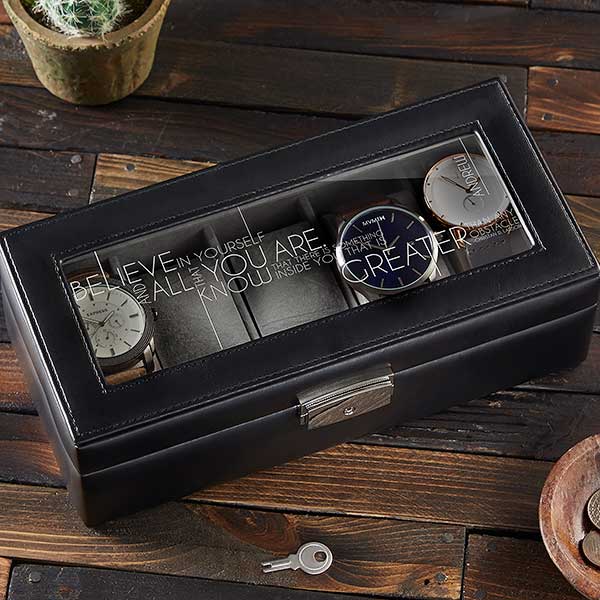 Leather Personalized Watch Box - Inspiring Messages - 17237