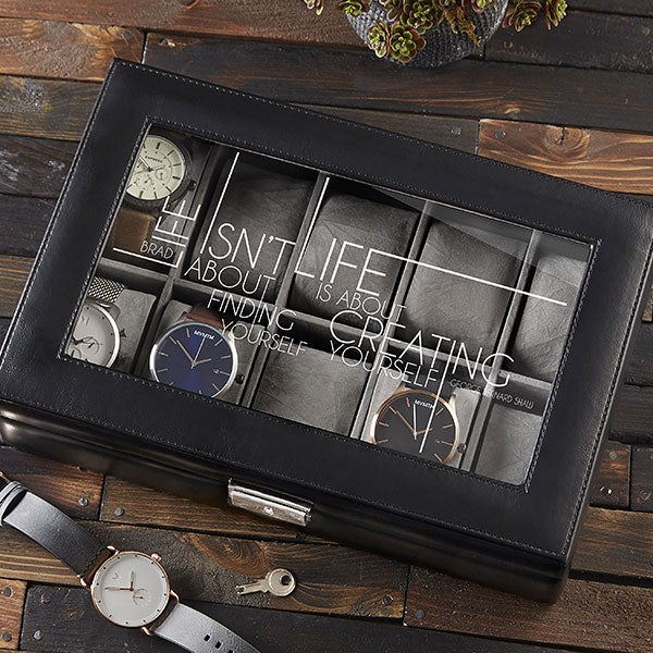 Leather Personalized Watch Box - Inspiring Messages - 17237