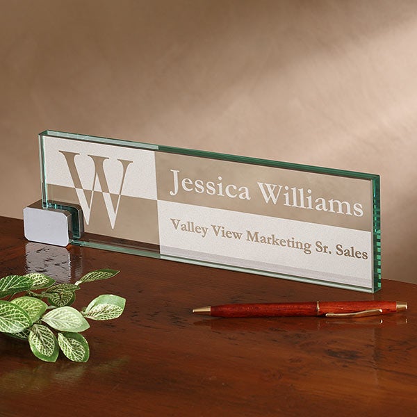Sophisticated Personalized Glass Nameplate - 17252