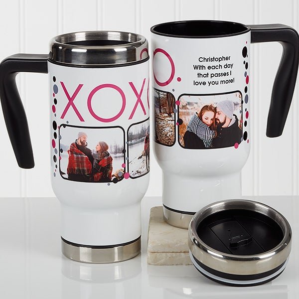 Personalized Romantic Photo Commuter Travel Mug - XOXO - 17258