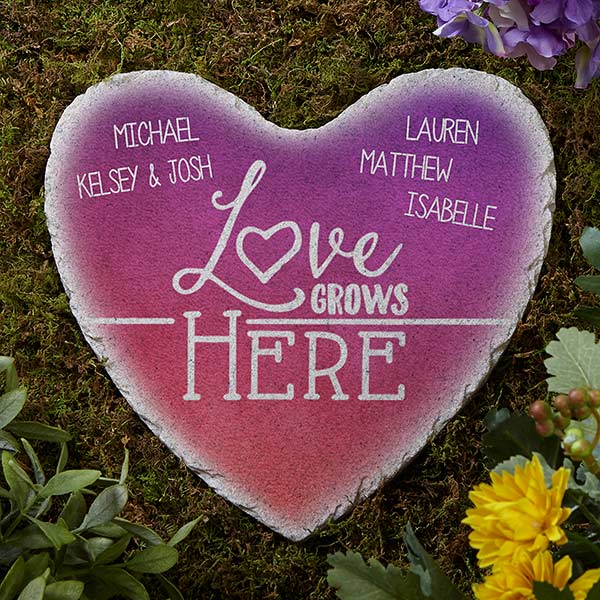 Personalized Heart Garden Stone - Love Grows Here - 17274