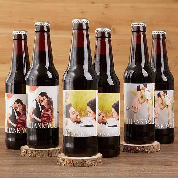 Personalized Photo Wedding Beer Bottle Labels & Carrier - 17297