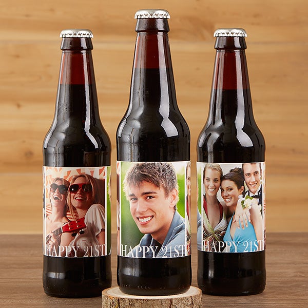 Personalized Photo Beer Bottle Labels & Beer Carrier - Happy Birthday - 17298