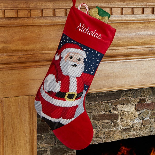 Personalized Needlepoint Christmas Stockings Santa Christmas Clearance