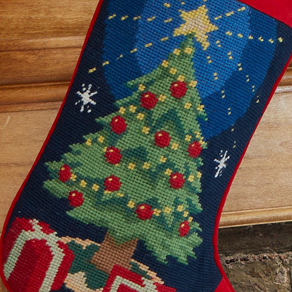 Personalized Needlepoint Christmas Stockings - Christmas Tree