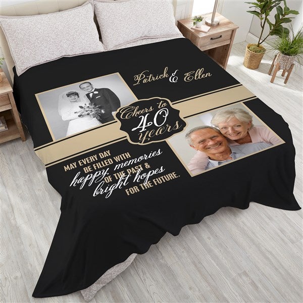 Personalized Anniversary Photo Throw Blanket - Then & Now - 17377