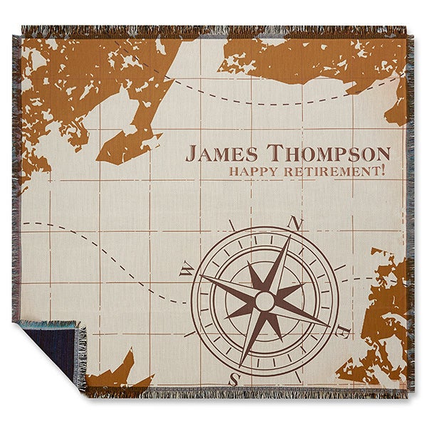 Personalized Retirement Blankets Compass Inspired