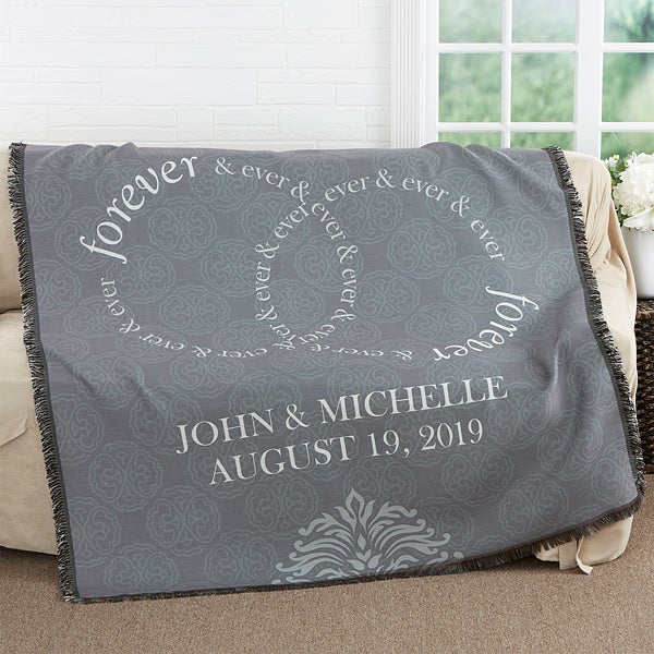 Forever & Ever Personalized Wedding 56x60 Woven Throw Wedding Gifts