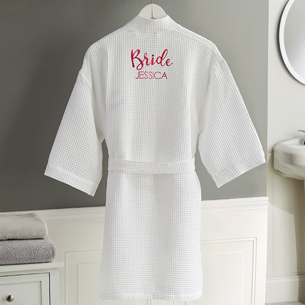 Embroidered Bridesmaid Robe for Getting Ready  Waffle Weave Bridesmaids Gifts  Personalized Short Kimono Robes for Bridal Party and Bride