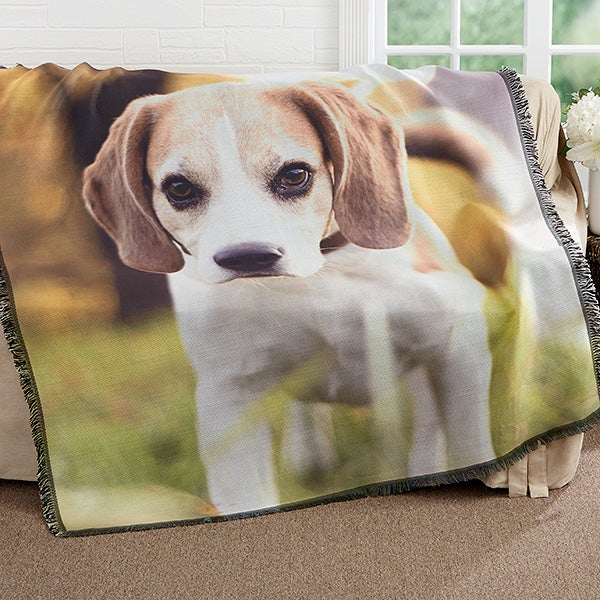 Custom Blanket Photo Blankets Personalized Throw Blanket with Picture Upload Customizable Blanket for Pets Family Friend Birthday Halloween 48x32 