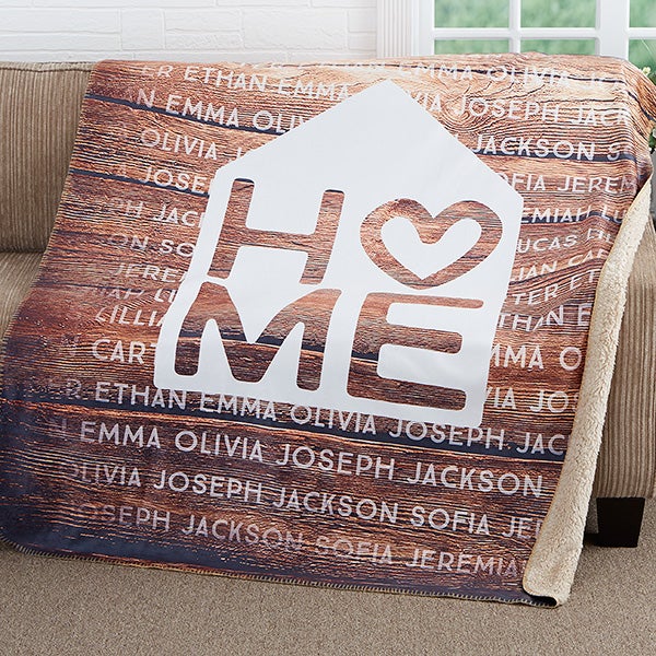 Personalized Family Sherpa Blanket - Home Is Love - 17421