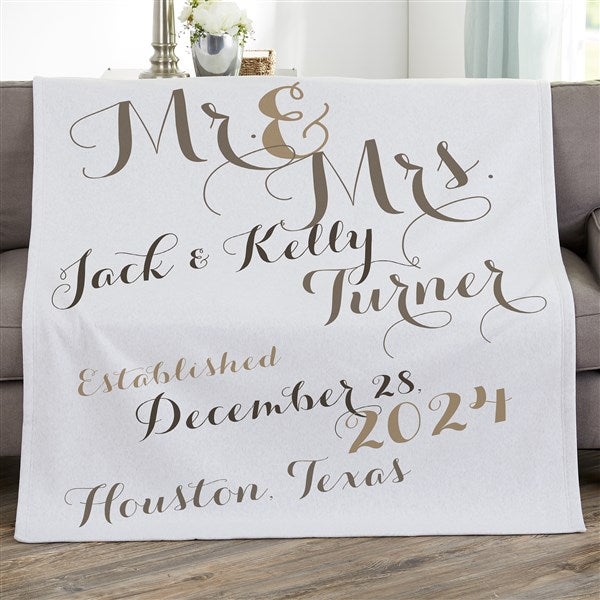 Personalized Wedding Anniversary Blankets - Mr. & Mrs. - 17424