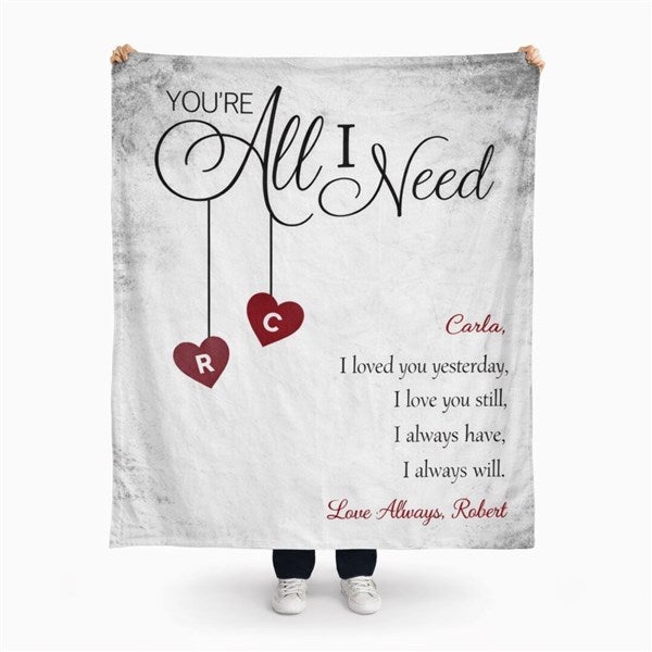 Personalized Romantic Couple Blanket - You're All I Need - 17427