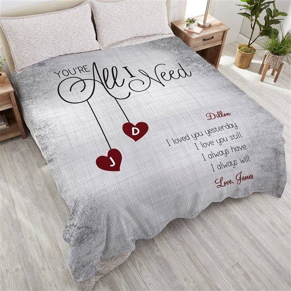 Personalized Romantic Couple Blanket - You're All I Need - 17427