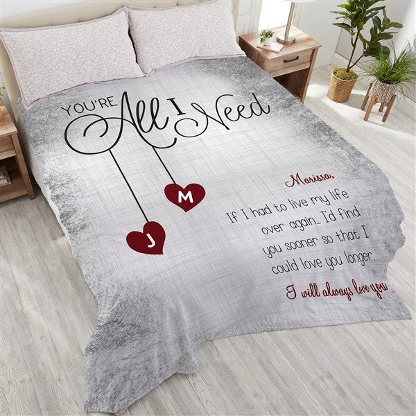 Personalized Romantic Couple Blanket - You're All I Need - 17427