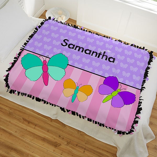 Personalized 50x60 Tie Blanket For Girls Kids Gifts