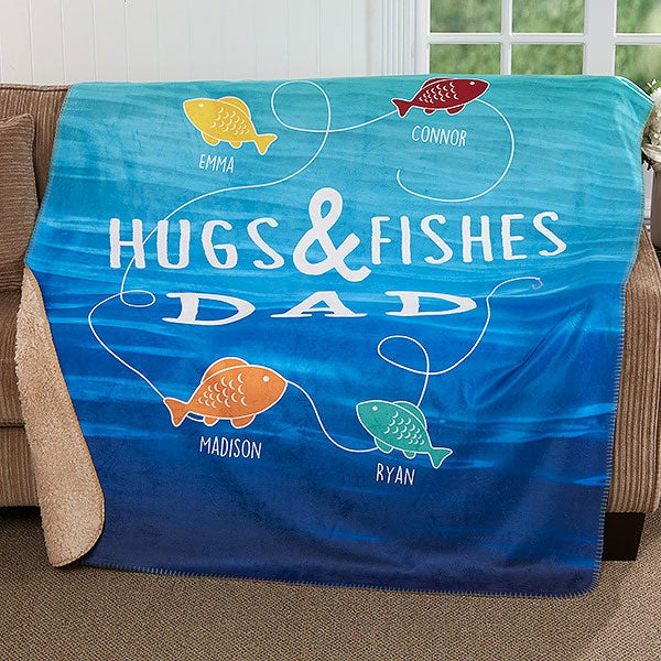 Personalized Fishing Blankets - Hugs & Fishes - 17434