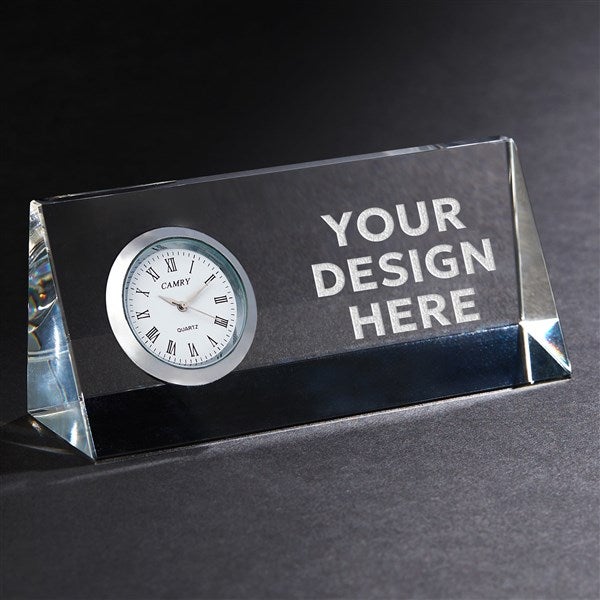 Business Logo Personalized Crystal Desk Clock - 17448