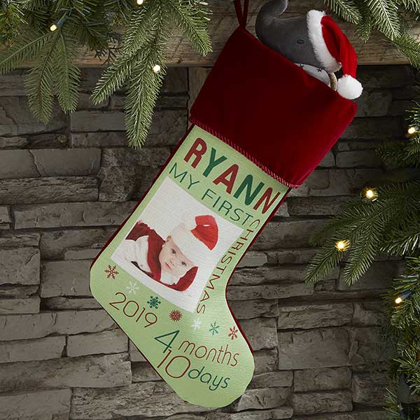 First Christmas Stocking Photo Personalized