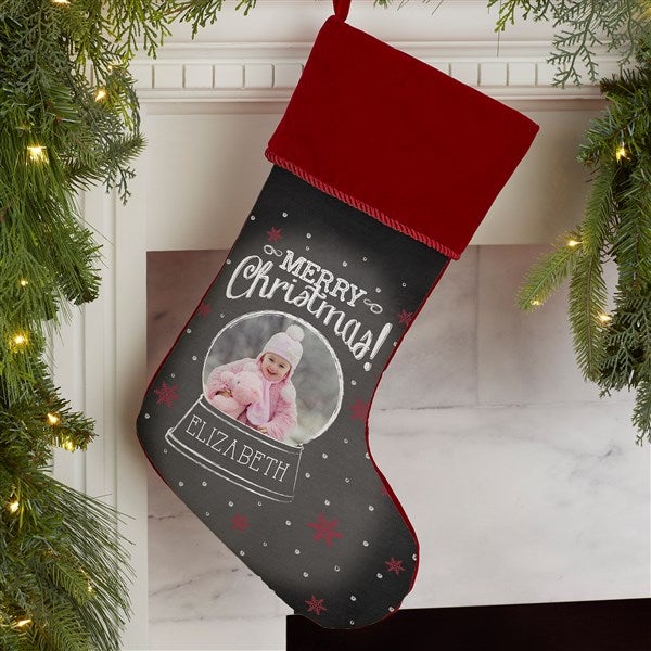 Personalized Snow Globe Photo Christmas Stocking - 17462