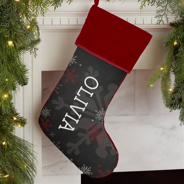 Personalized Chalkboard Christmas Stocking - Snowflakes - 17466