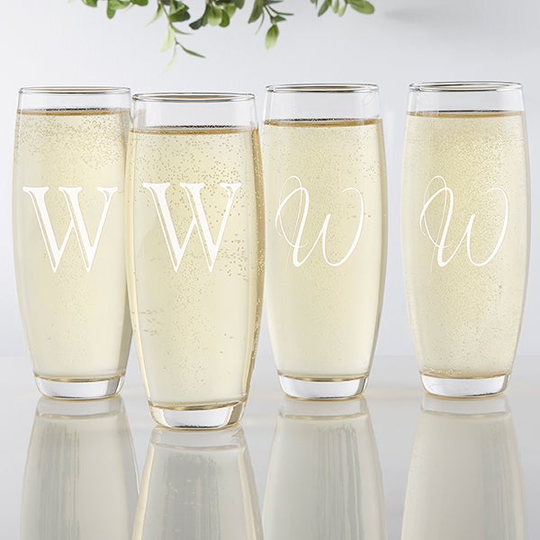 Personalized Stemless Champagne Flutes - Initial Impressions - 17471
