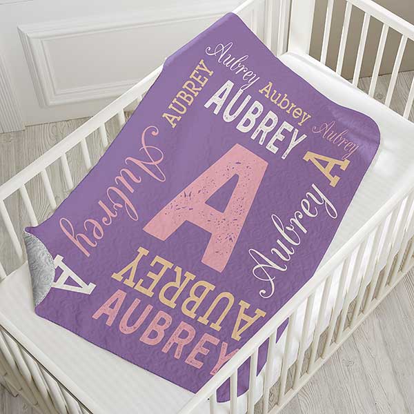 Repeating Name Personalized 30x40 Quilted Baby Blanket