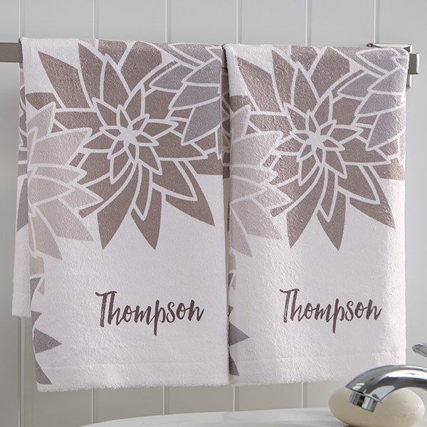 Personalized Family Flowers Hand Towel Set - Mod Floral - 17527