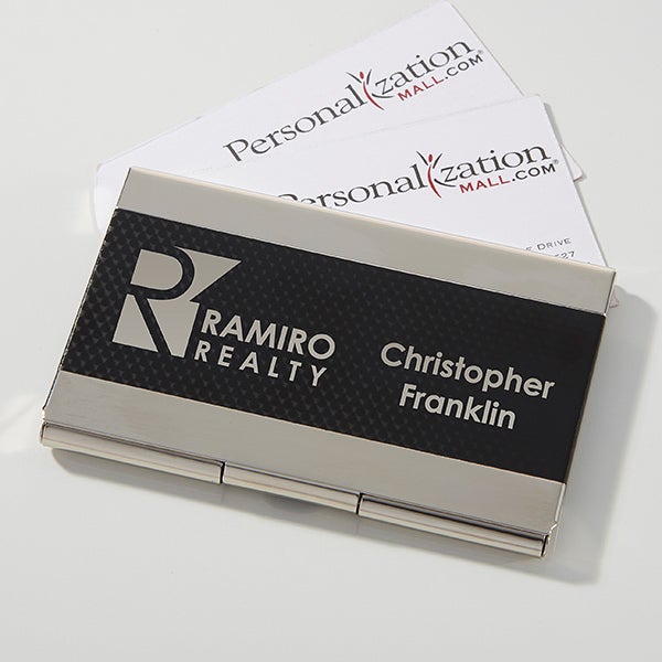Business Logo Personalized Business Card Case - Silver - 17543
